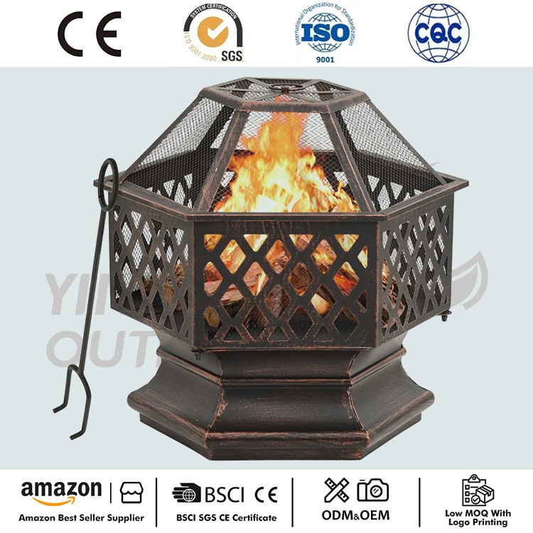 Hexagon Wood Bronz Povrchová úprava Ocelové ohniště